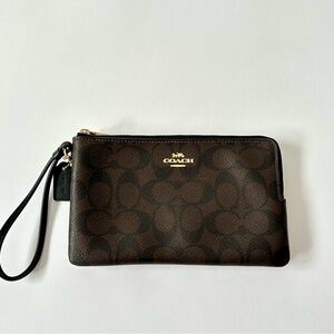 Coach Monogram Brown Wristlet